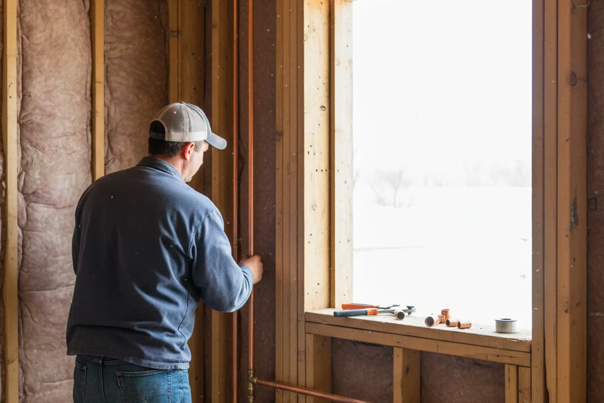Licensed plumber running new copper supply lines in a Delta home