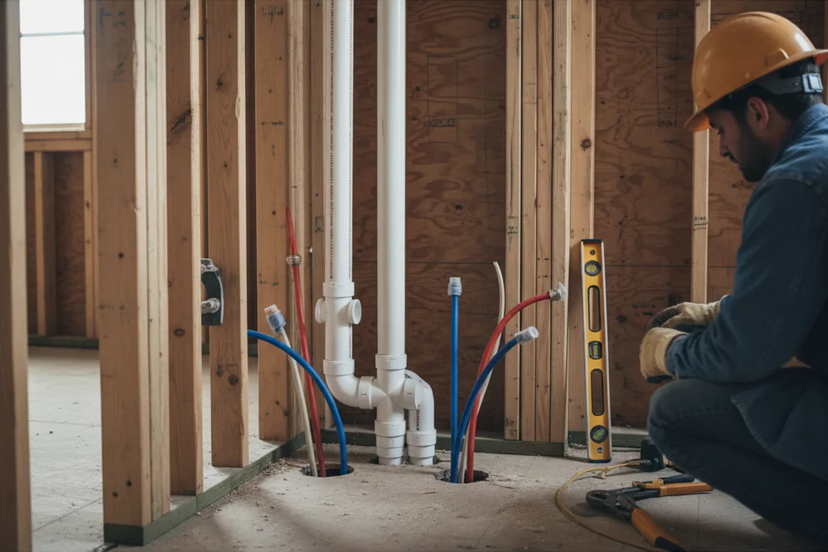 Drain and supply rough-in during Toilet Repair and Installation in Delta